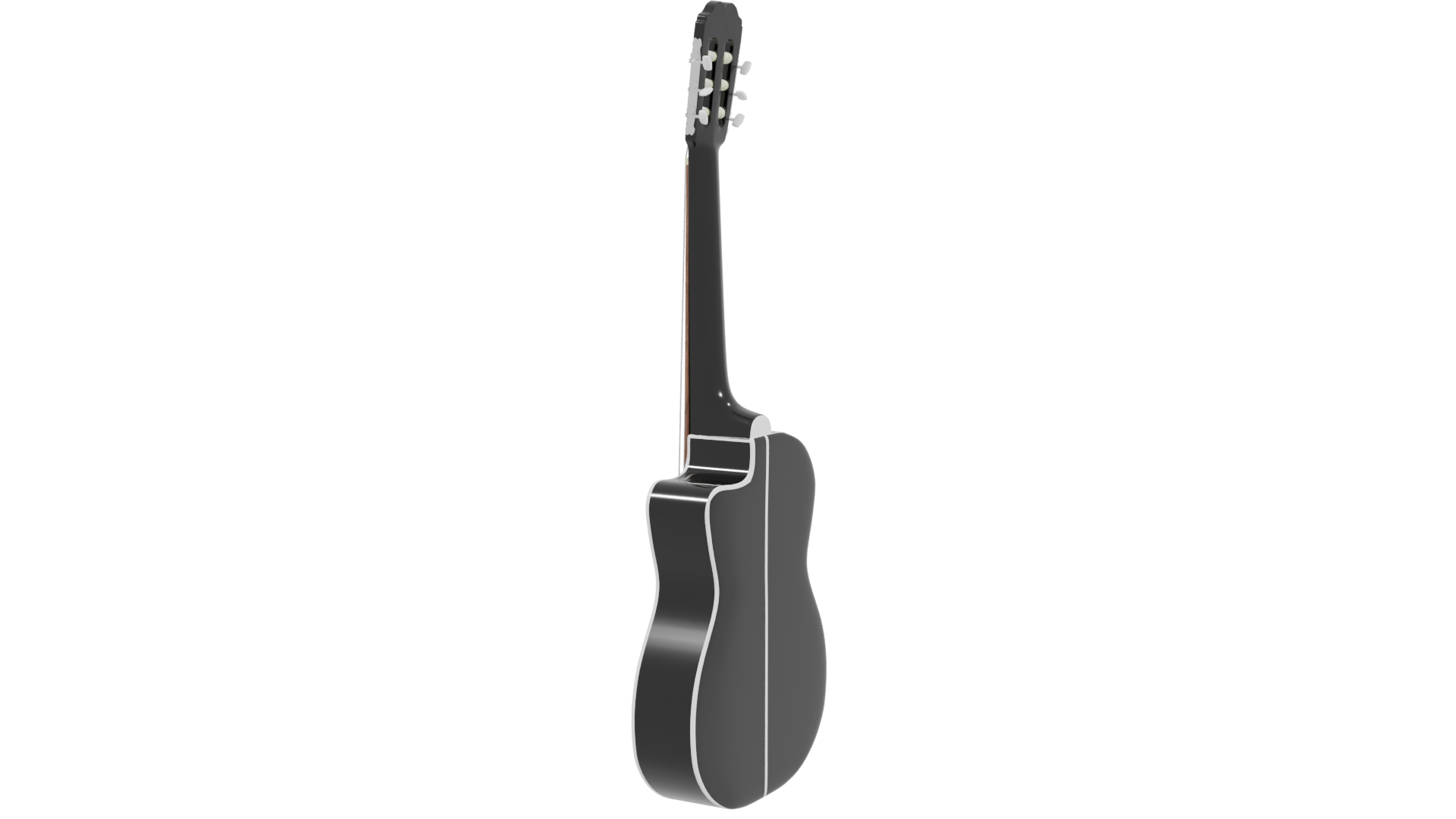 Stylish Black Acoustic Guitar 3D Model - Professional 3D Model Render 3