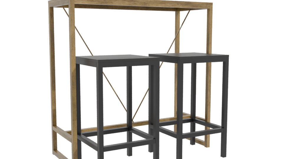 Industrial Bar Table Set 3D - Professional 3D Model Render 10