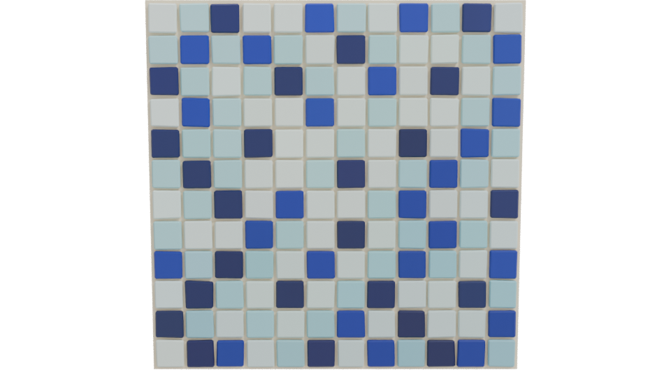 Stylish Blue Mosaic Tile Wall 3D Model - Professional 3D Model Render 11
