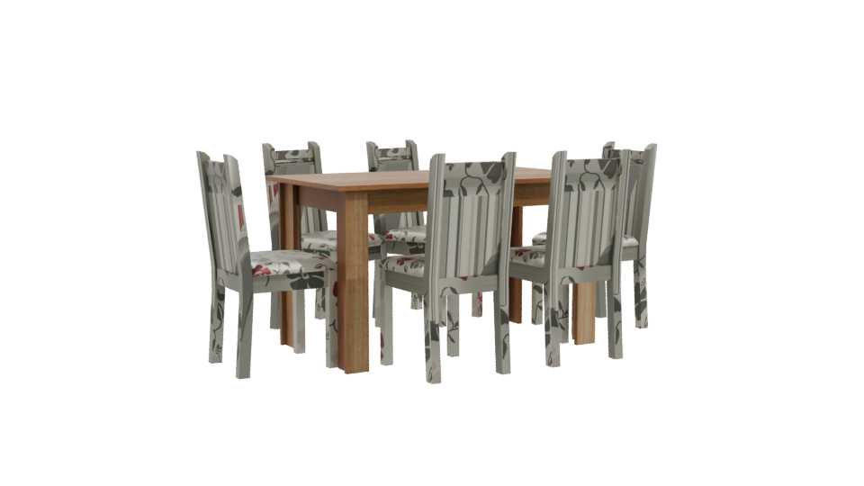 Stylish Wooden Dining Table Set - Professional 3D Model Render 10