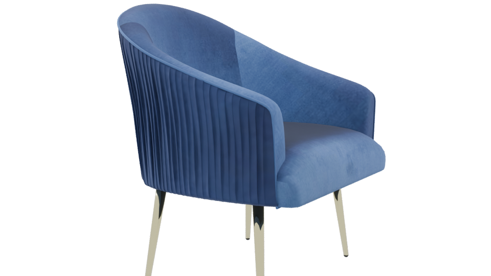 Stylish Blue Velvet Chair Model - Professional 3D Model Render 9