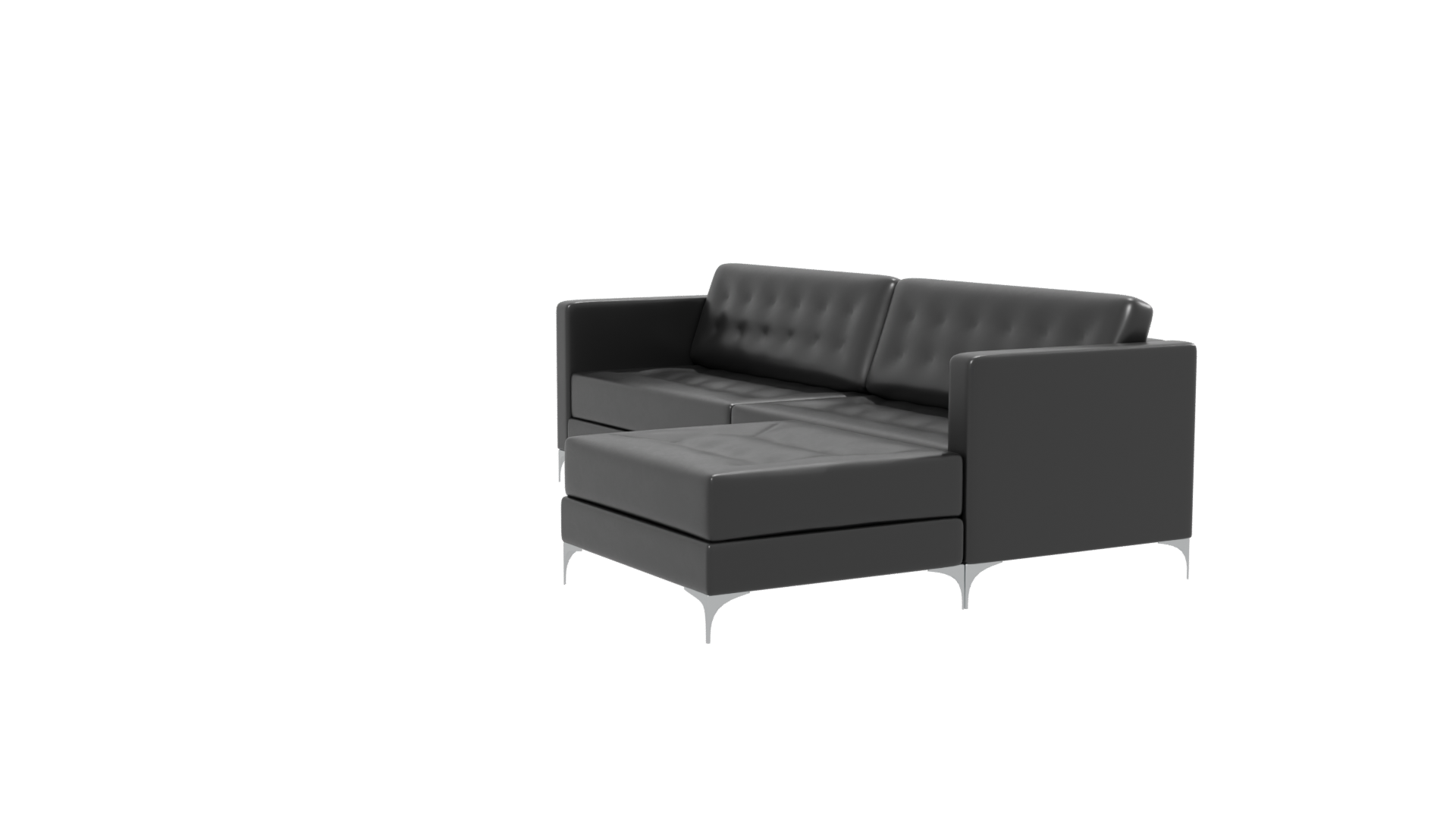Stylish Black Leather Sofa Set - Professional 3D Model Render 13