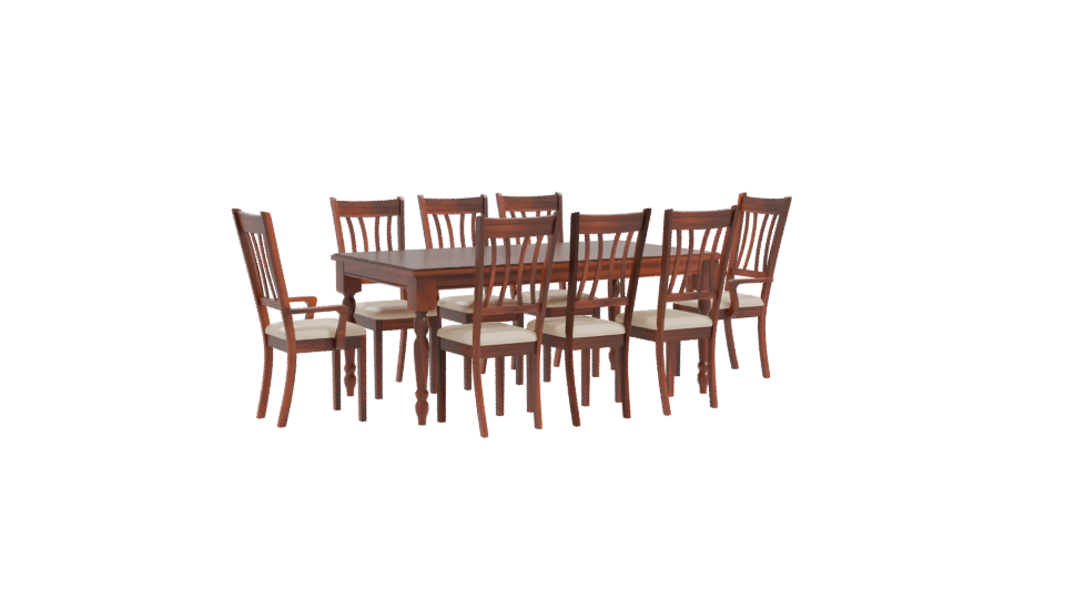 Elegant Wooden Dining Table with Chairs 3D Model - Professional 3D Model Render 10