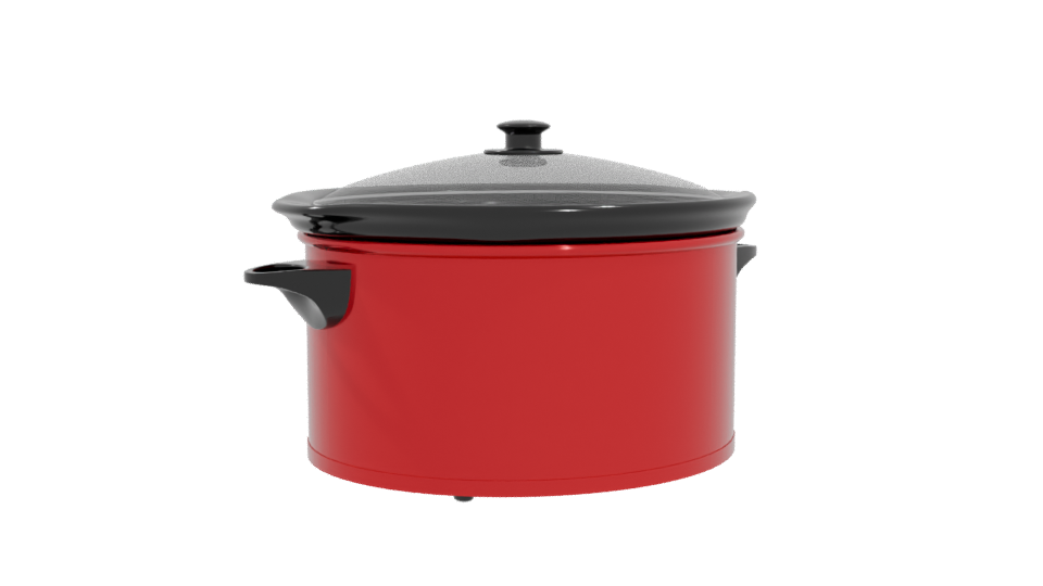 Sleek Red Electric Slow Cooker 3D Model - Professional 3D Model Render 4