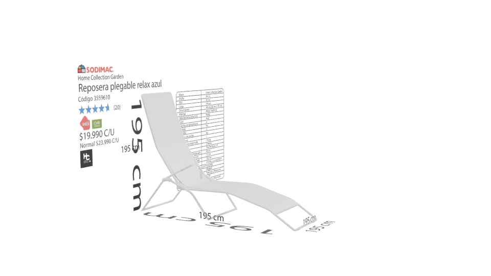 Adjustable Outdoor Recliner Model - Professional 3D Model Render 9