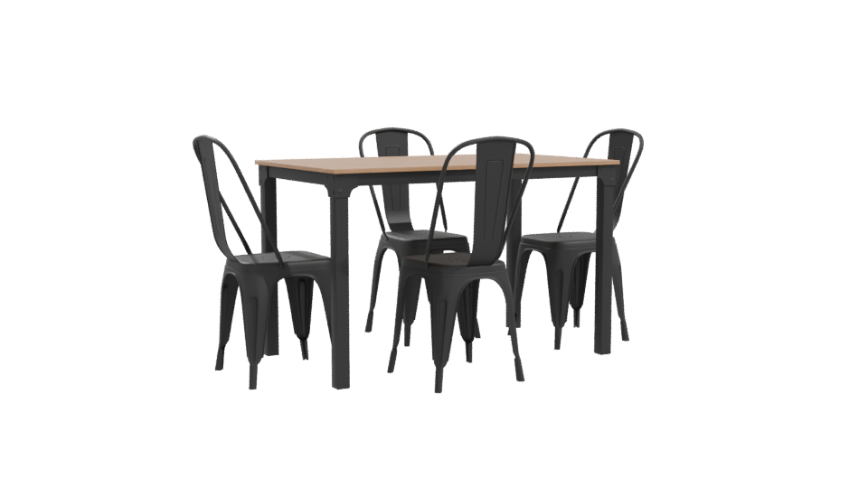 Stylish Wooden Dining Table Set - Professional 3D Model Render 10