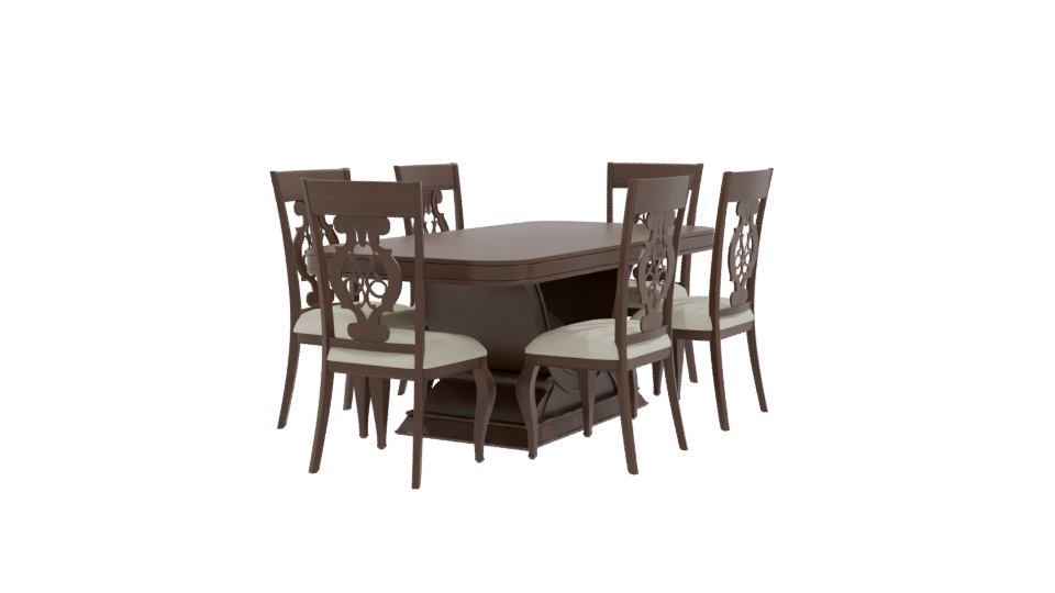 Elegant Wooden Dining Table Set - Professional 3D Model Render 9