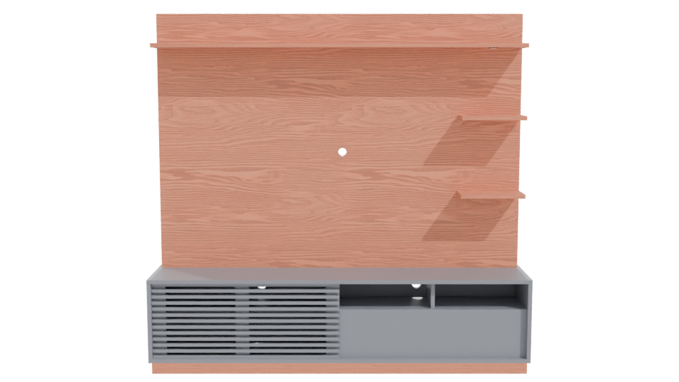 Stylish Wooden Wall Unit 3D - Professional 3D Model Render 11