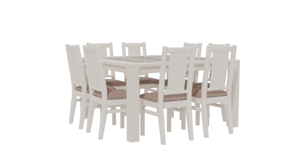 Stylish White Dining Table Set 3D Model - Professional 3D Model Render 13