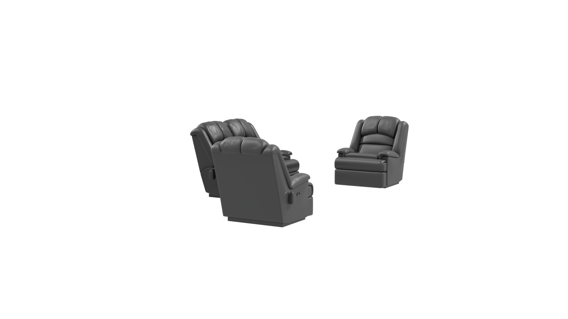 Elegant Black Leather Sofa Set 3D Model - Professional 3D Model Render 9