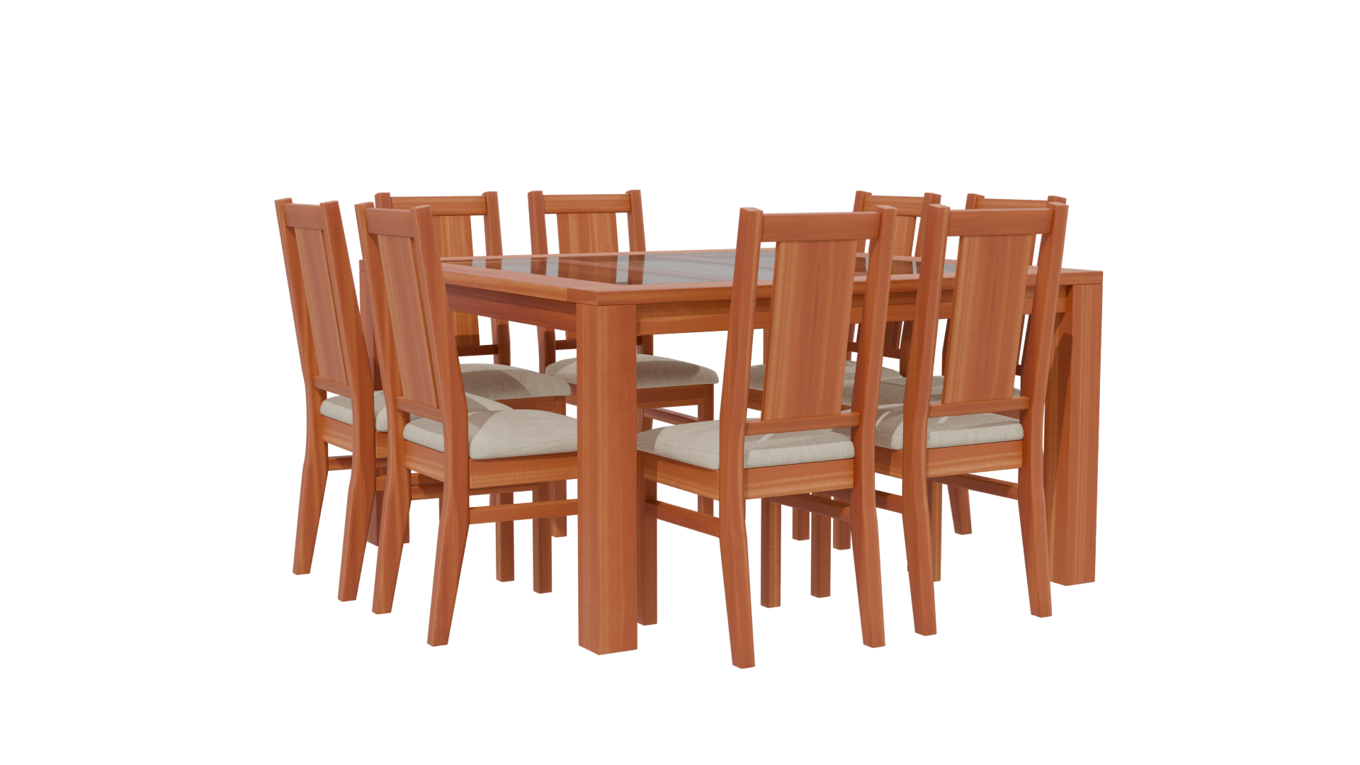 Stylish Wooden Dining Table Set 3D Model - Professional 3D Model Render 13