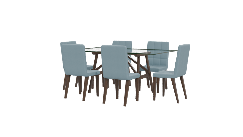 Stylish Glass Dining Table Set - Professional 3D Model Render 12