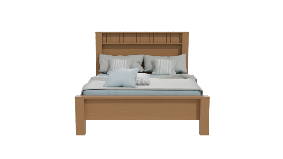 Stylish Wooden Bed 3D Model - Professional 3D Model Render 11