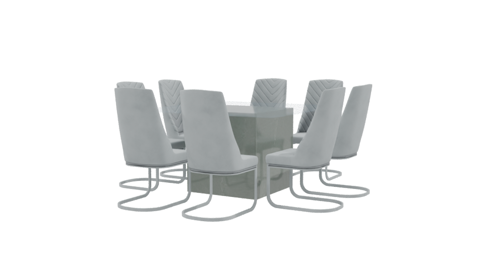 Elegant Glass Dining Table Set 3D - Professional 3D Model Render 9
