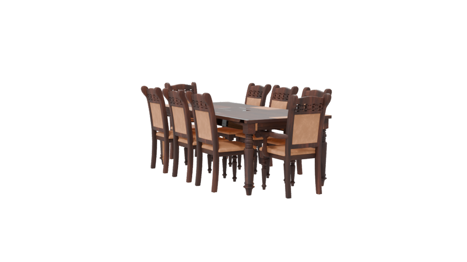 Elegant Wooden Dining Table Set - Professional 3D Model Render 7