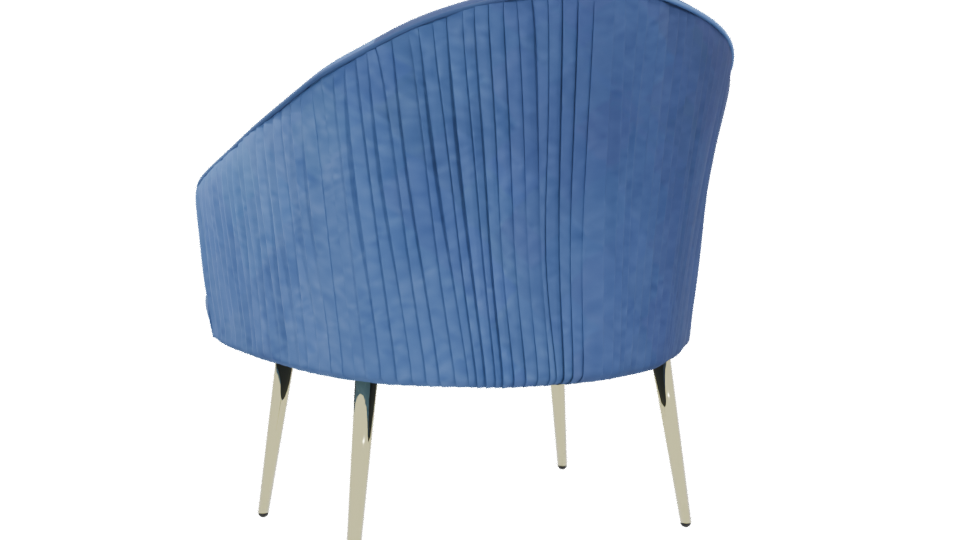 Stylish Blue Velvet Chair Model - Professional 3D Model Render 4