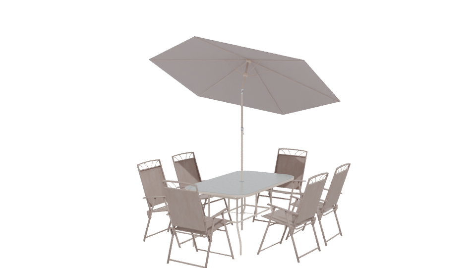 Stylish Outdoor Dining Set with Umbrella 3D Model - Professional 3D Model Render 12