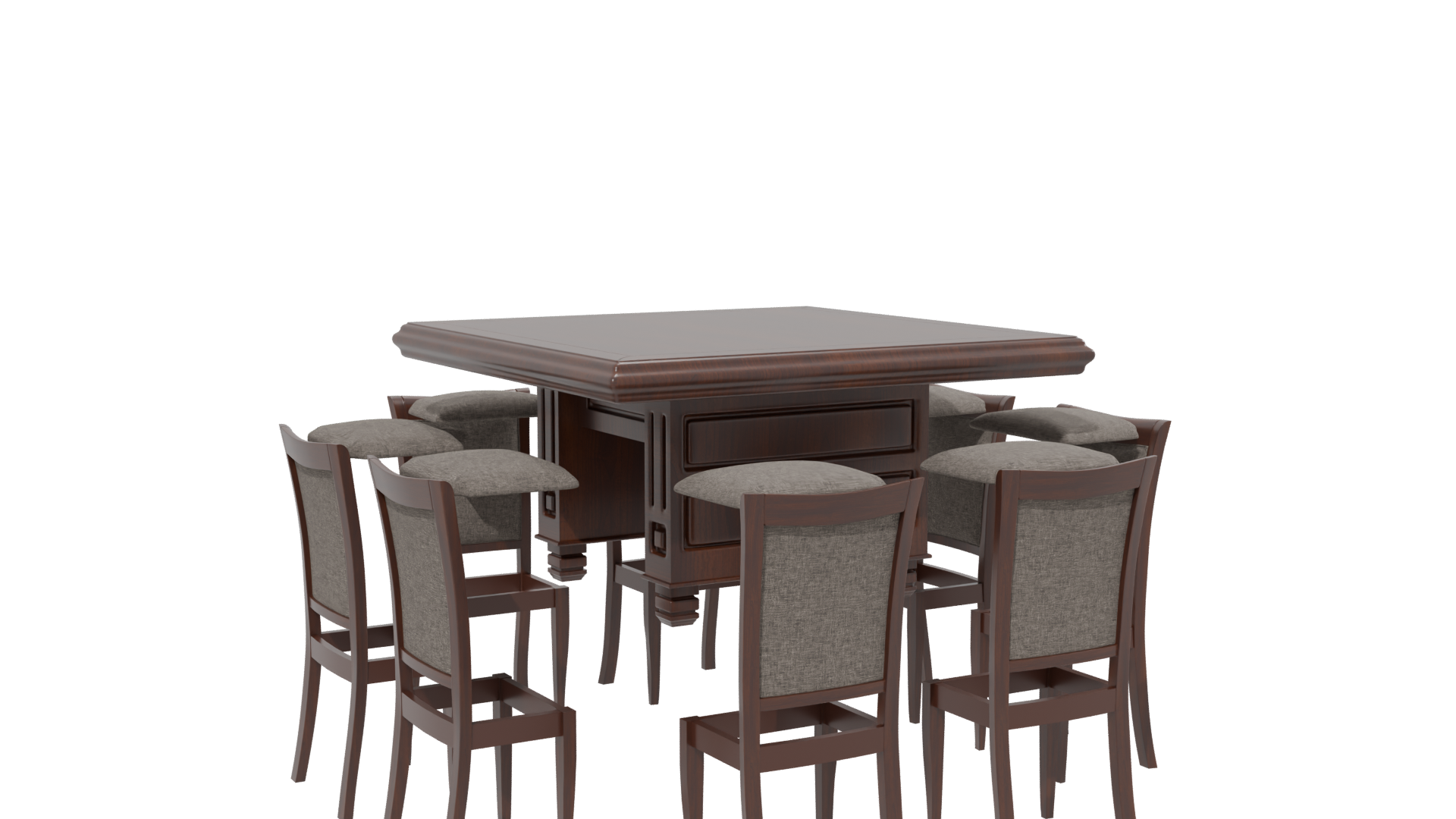Elegant Wooden Dining Set 3D - Professional 3D Model Render 13