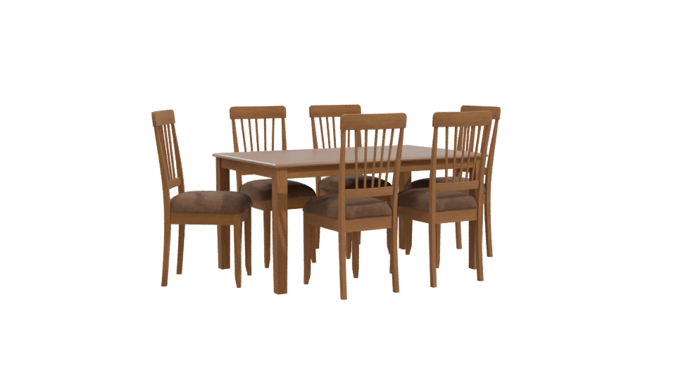 Stylish Wooden Dining Table Set 3D Model - Professional 3D Model Render 10