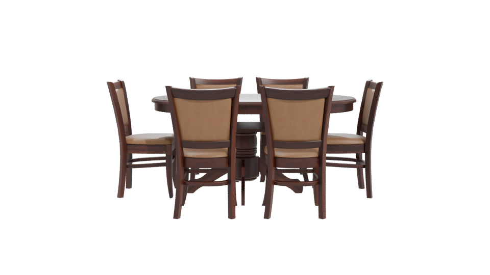 Elegant Round Wooden Dining Set - Professional 3D Model Render 11
