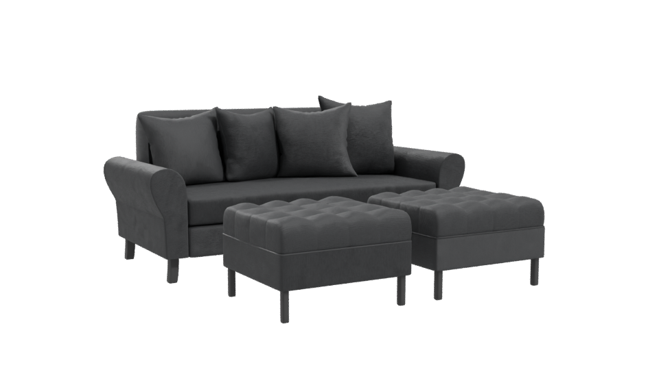 Modern Sofa with Poufs 3D - Professional 3D Model Render 10