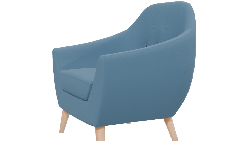 Stylish Blue Accent Chair 3D - Professional 3D Model Render 13