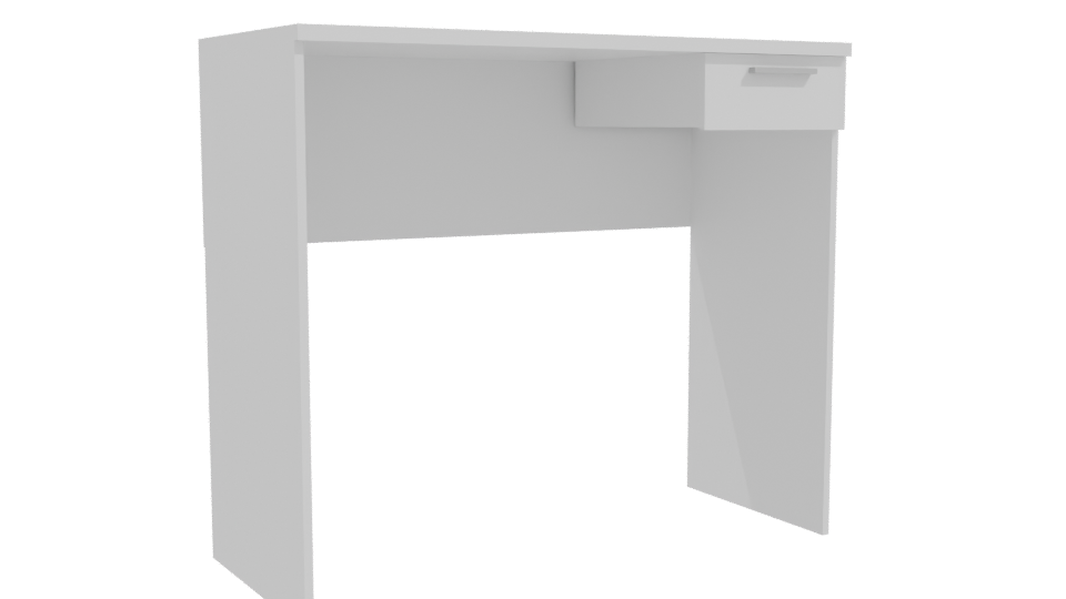 Minimalist White Desk Model - Professional 3D Model Render 10