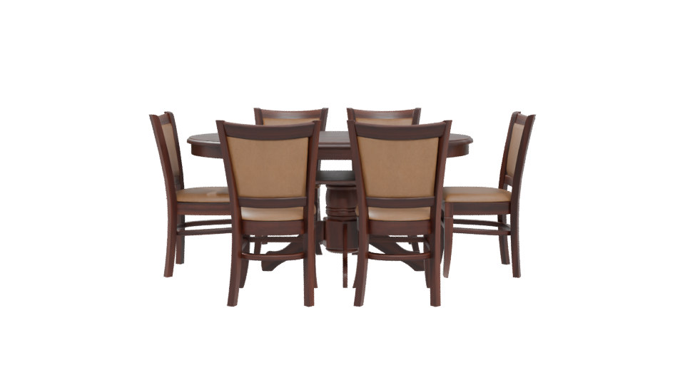 Elegant Round Wooden Dining Set - Professional 3D Model Render 5
