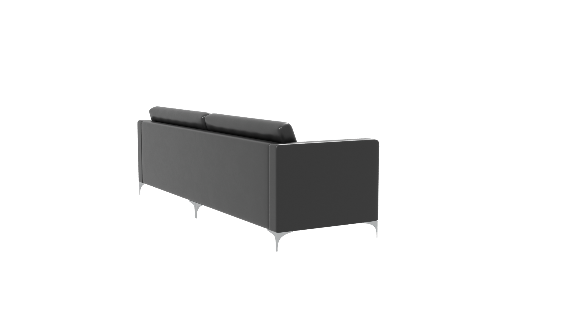 Stylish Black Leather Sofa Set - Professional 3D Model Render 7