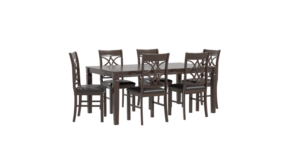 Elegant Wooden Dining Table Set - Professional 3D Model Render 10