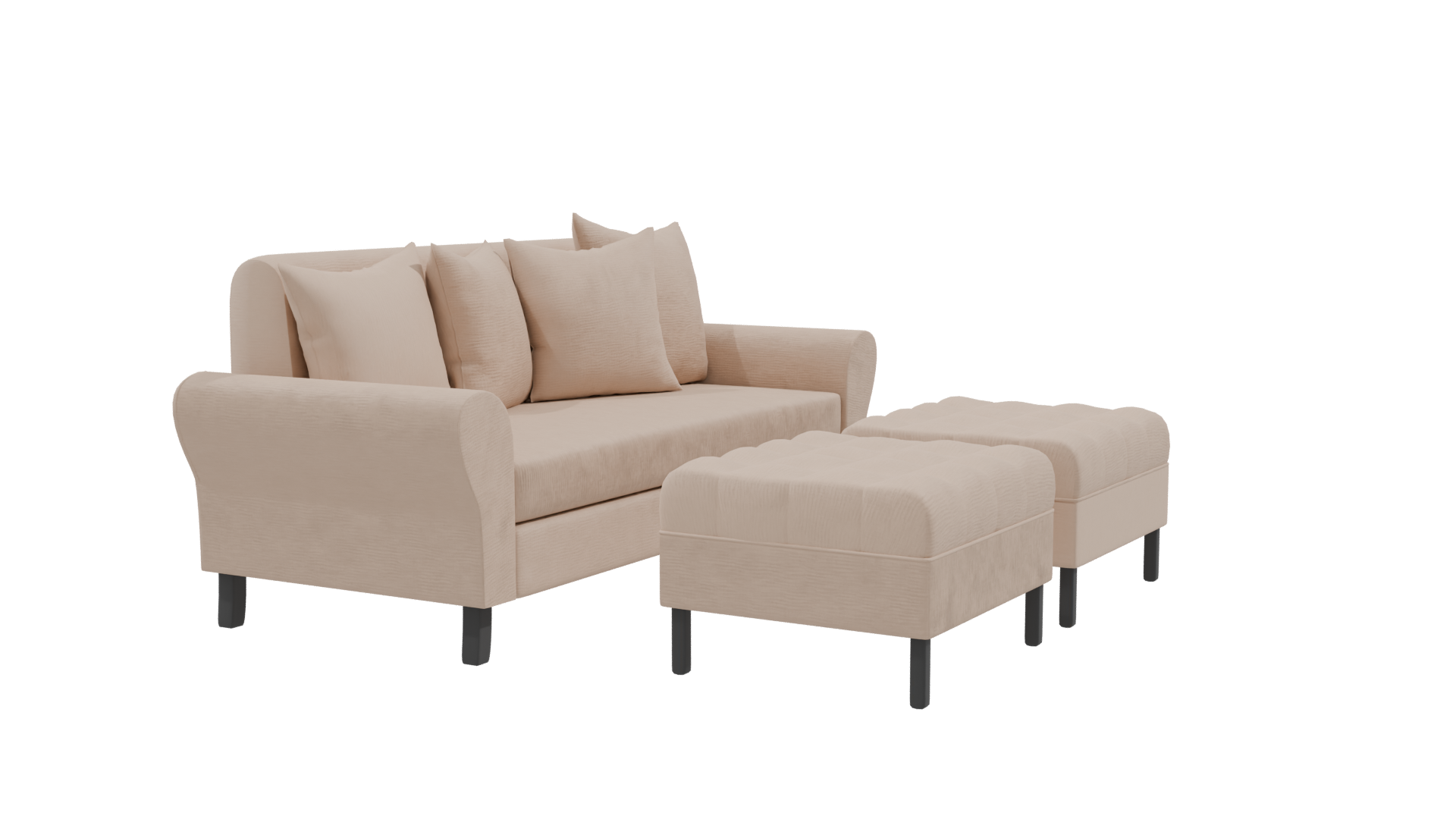 Elegant Modern Fabric Sofa with Cushions 3D Model - Professional 3D Model Render 9