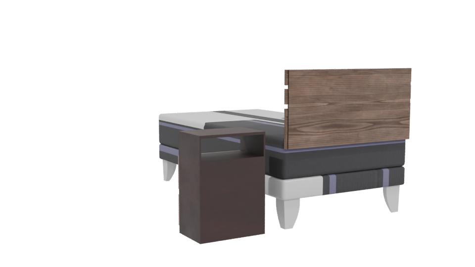 Minimalist Bed and Nightstand Set - Professional 3D Model Render 4
