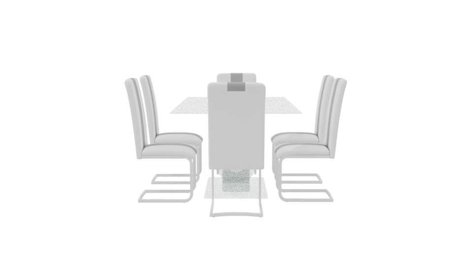 Contemporary Glass Dining Table Set - Professional 3D Model Render 8