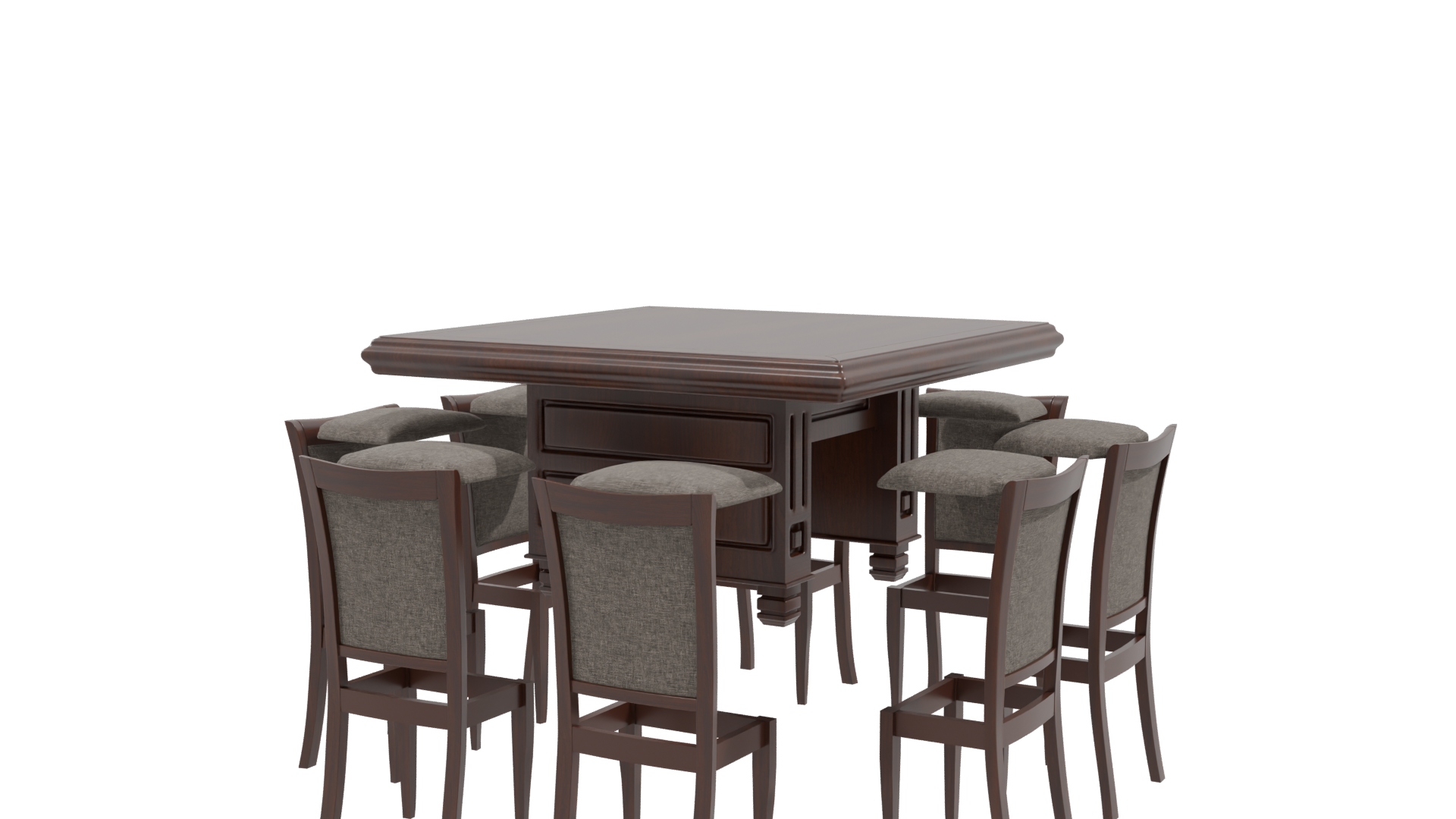 Elegant Wooden Dining Set 3D - Professional 3D Model Render 9