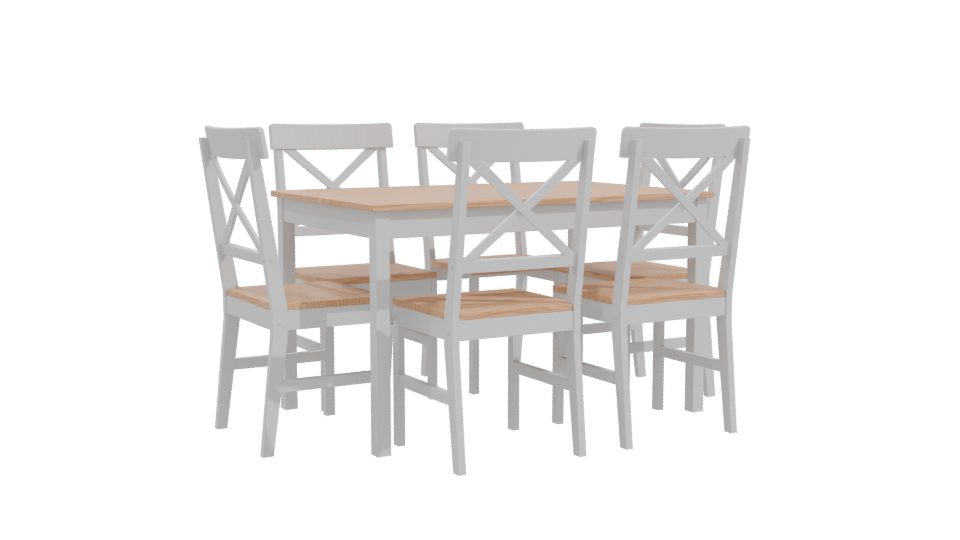 Stylish Wooden Dining Set 3D - Professional 3D Model Render 10