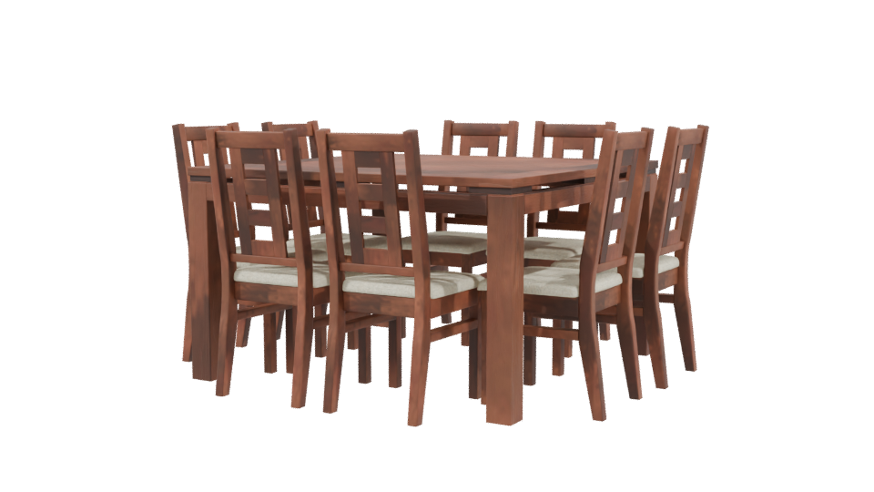 Stylish Wooden Dining Table Set 3D Model - Professional 3D Model Render 3