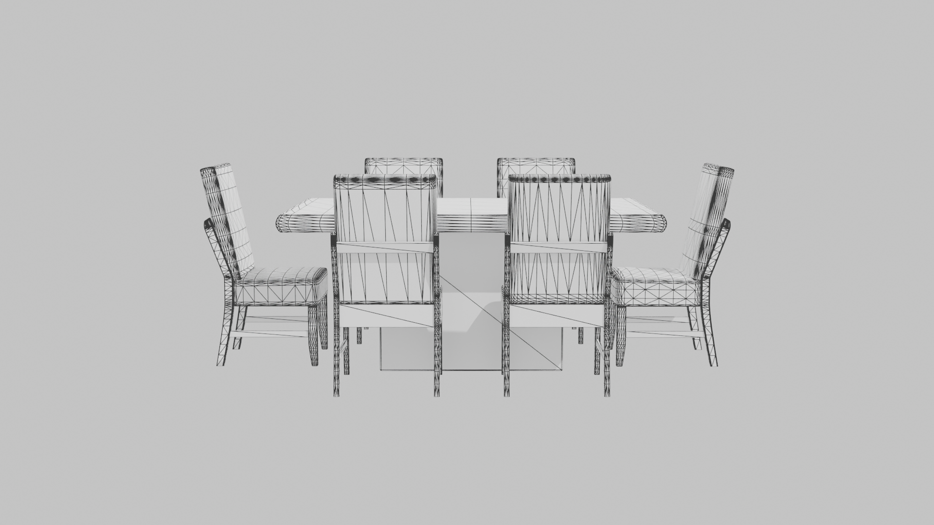Stylish Wooden Dining Table Set - Professional 3D Model Render 10