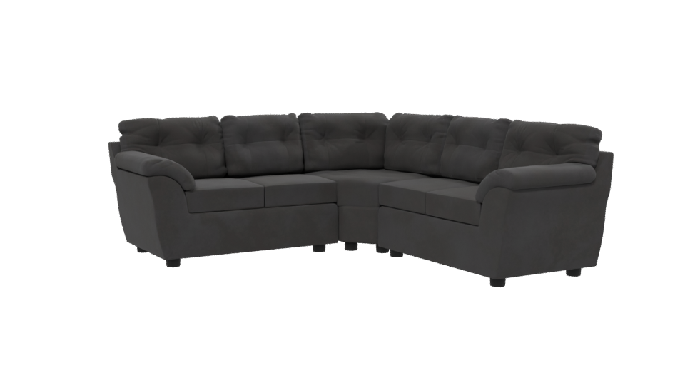 Contemporary Black Leather Sectional Sofa 3D Model - Professional 3D Model Render 13