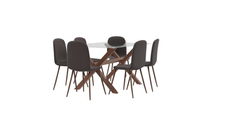 Elegant Glass Top Dining Set - Professional 3D Model Render 9