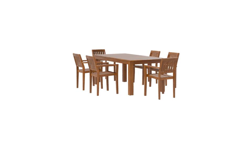 Elegant Wooden Outdoor Dining Set 3D Model - Professional 3D Model Render 7