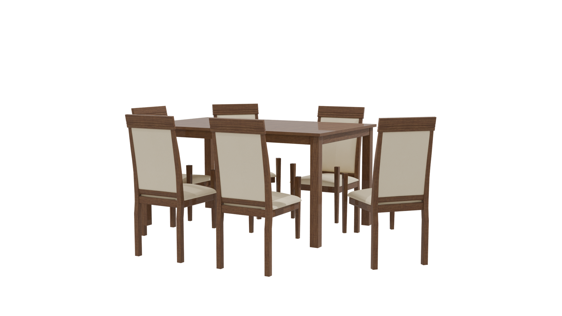 Elegant Wooden Dining Table Set 3D Model - Professional 3D Model Render 18