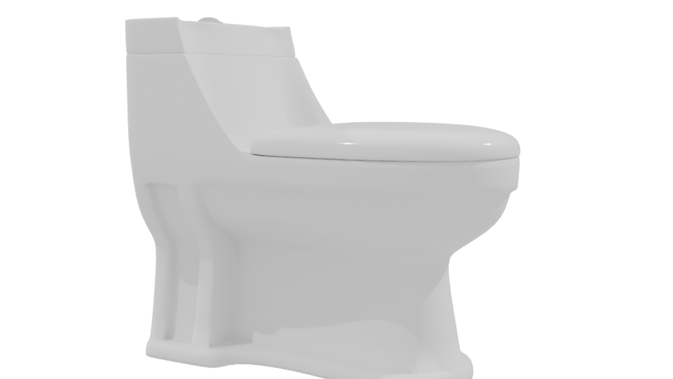 One Piece White Toilet 3D - Professional 3D Model Render 9