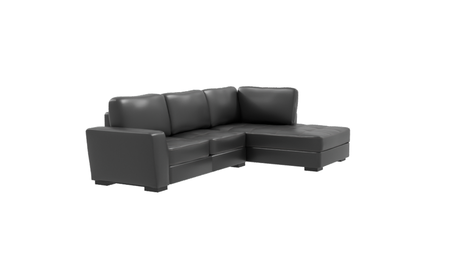 Contemporary Black Leather Sectional Sofa 3D Model - Professional 3D Model Render 9