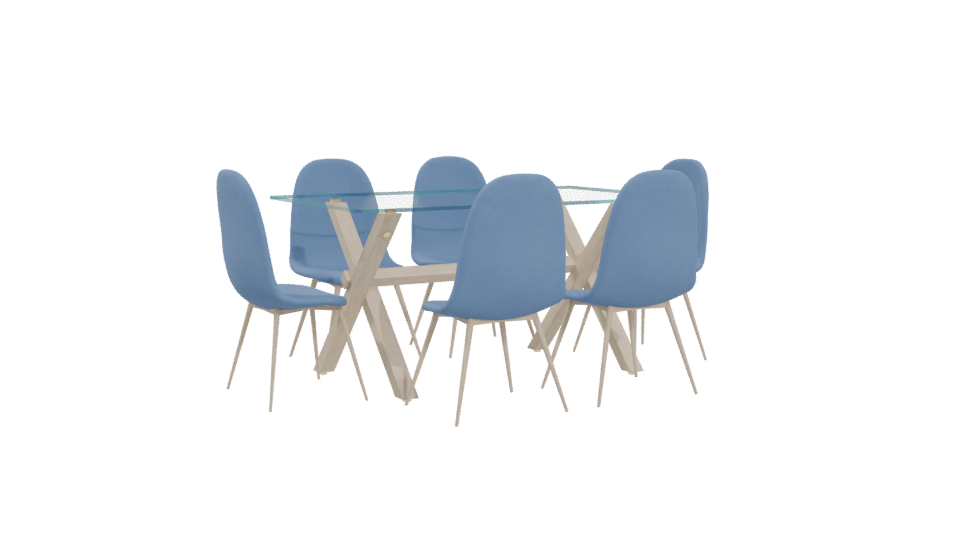 Stylish Glass Dining Table Set - Professional 3D Model Render 4