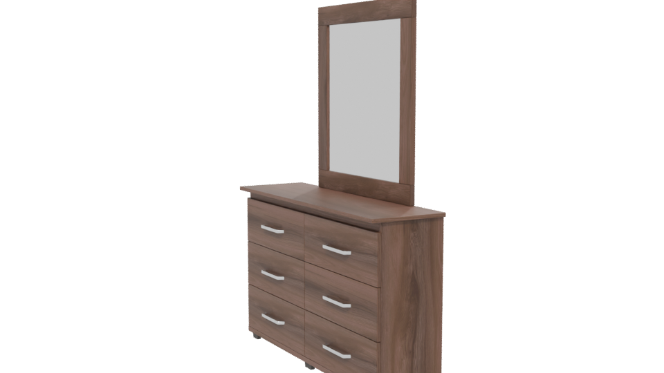 Stylish Wooden Dresser with Mirror - Professional 3D Model Render 13