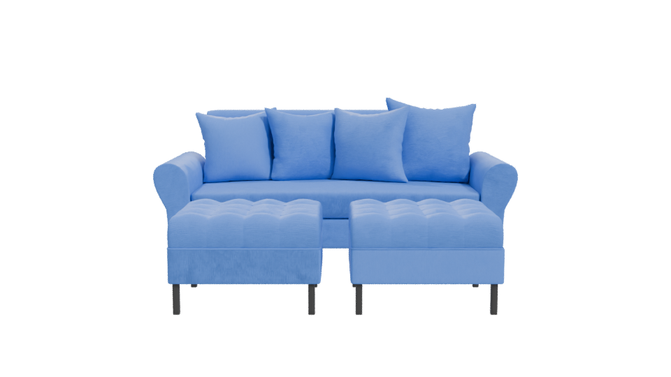 Stylish Blue Sofa Set 3D - Professional 3D Model Render 11