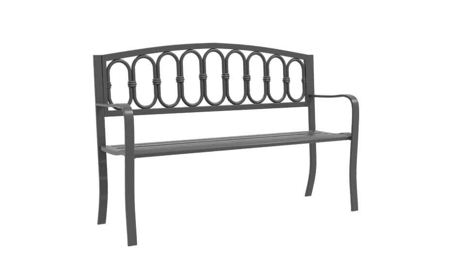 Elegant Outdoor Metal Bench Model - Professional 3D Model Render 10
