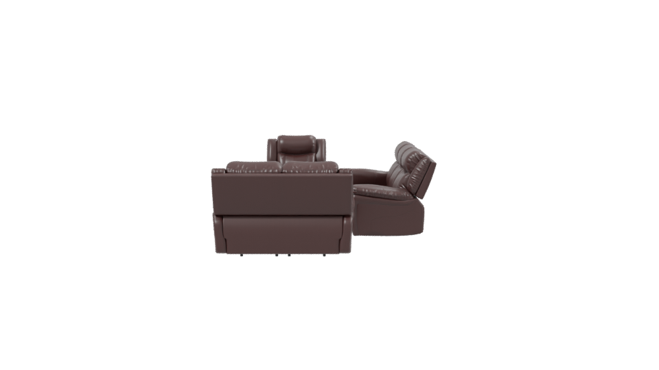 Elegant Reclining Leather Sofa Set - Professional 3D Model Render 2