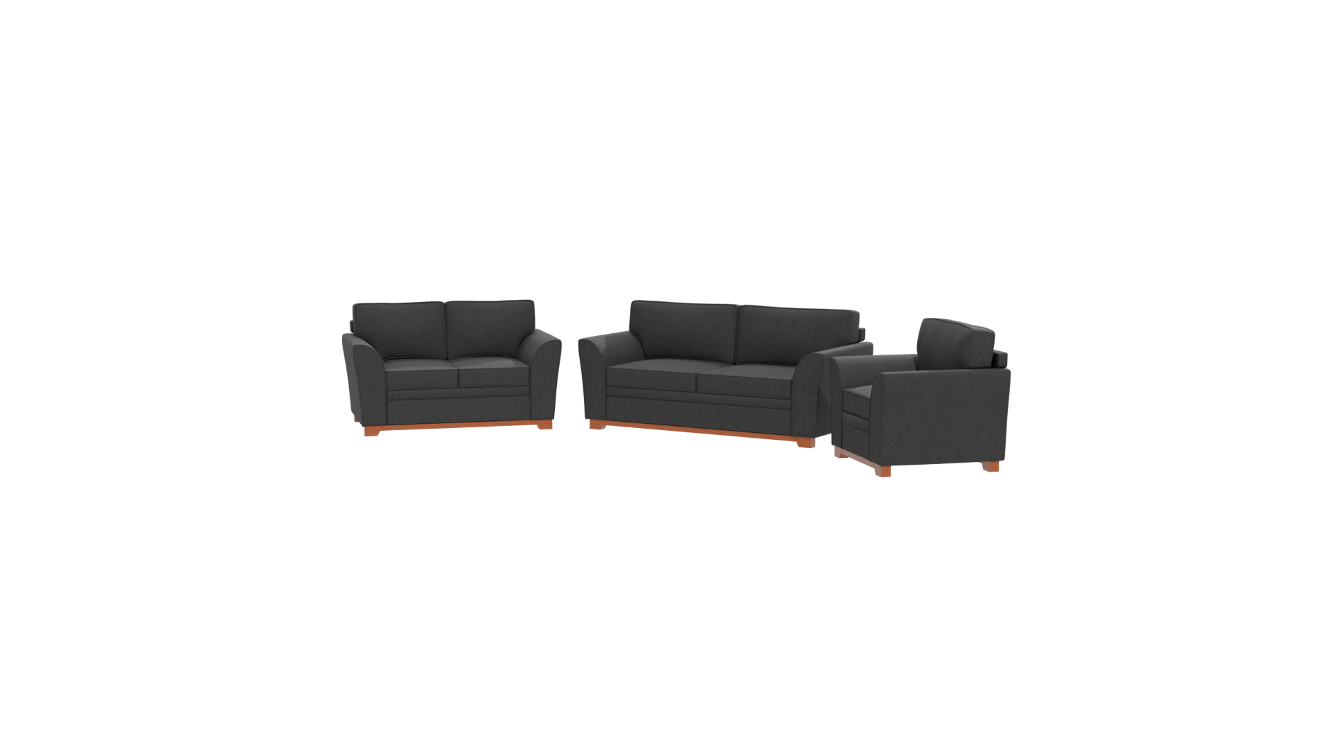 Stylish Black Sofa Set 3D - Professional 3D Model Render 12