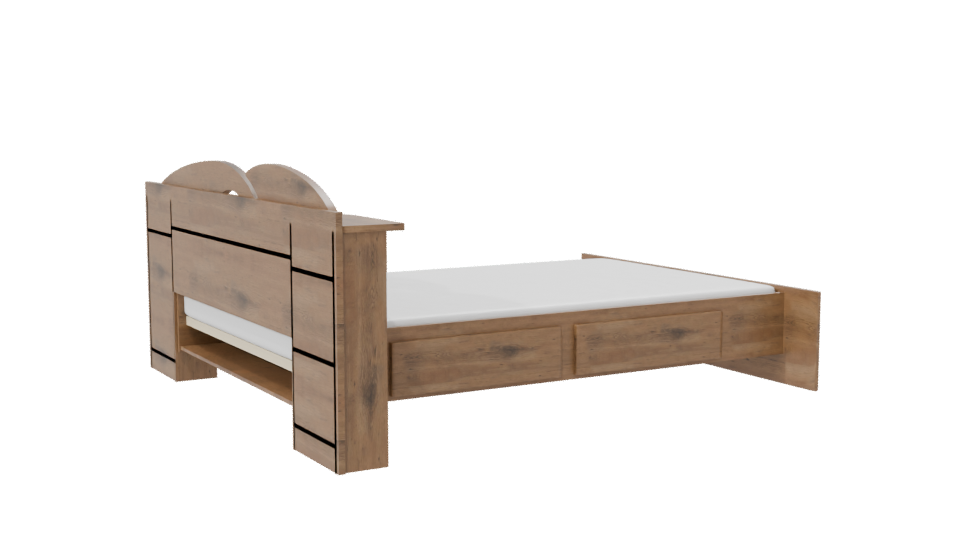 Stylish Wooden Bed with Nightstands 3D Model - Professional 3D Model Render 7